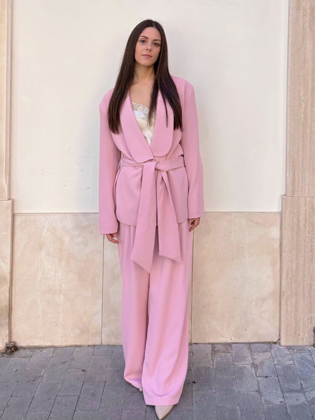 Tailleur Rosa con Fusciacca