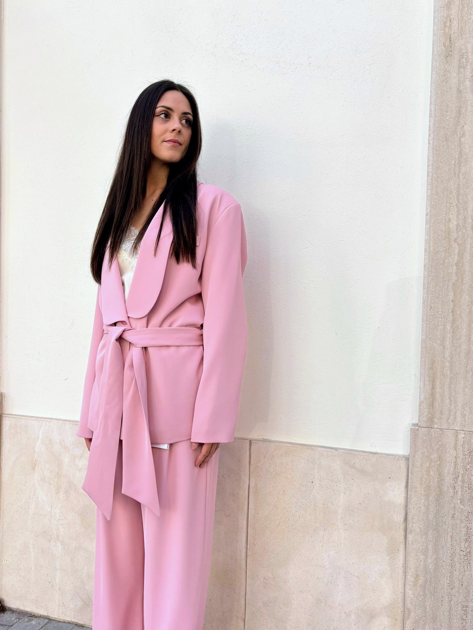 Tailleur Rosa con Fusciacca