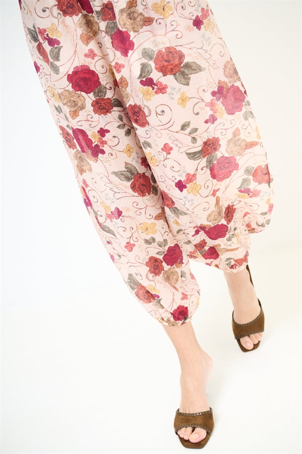 PANTA BALLOON STAMPATO CON ELASTICI ROSSO INDIA